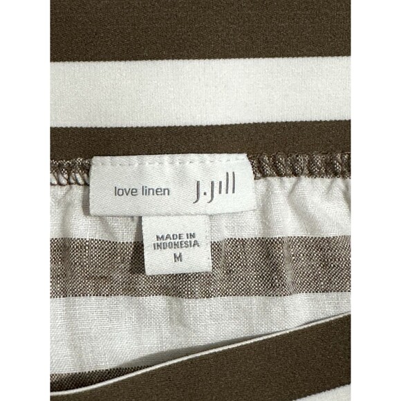 J Jill Love Linen (100%) Maxi Skirt Sz-M Pockets Brown/Tan Striped New W/O Tags - Picture 4 of 6